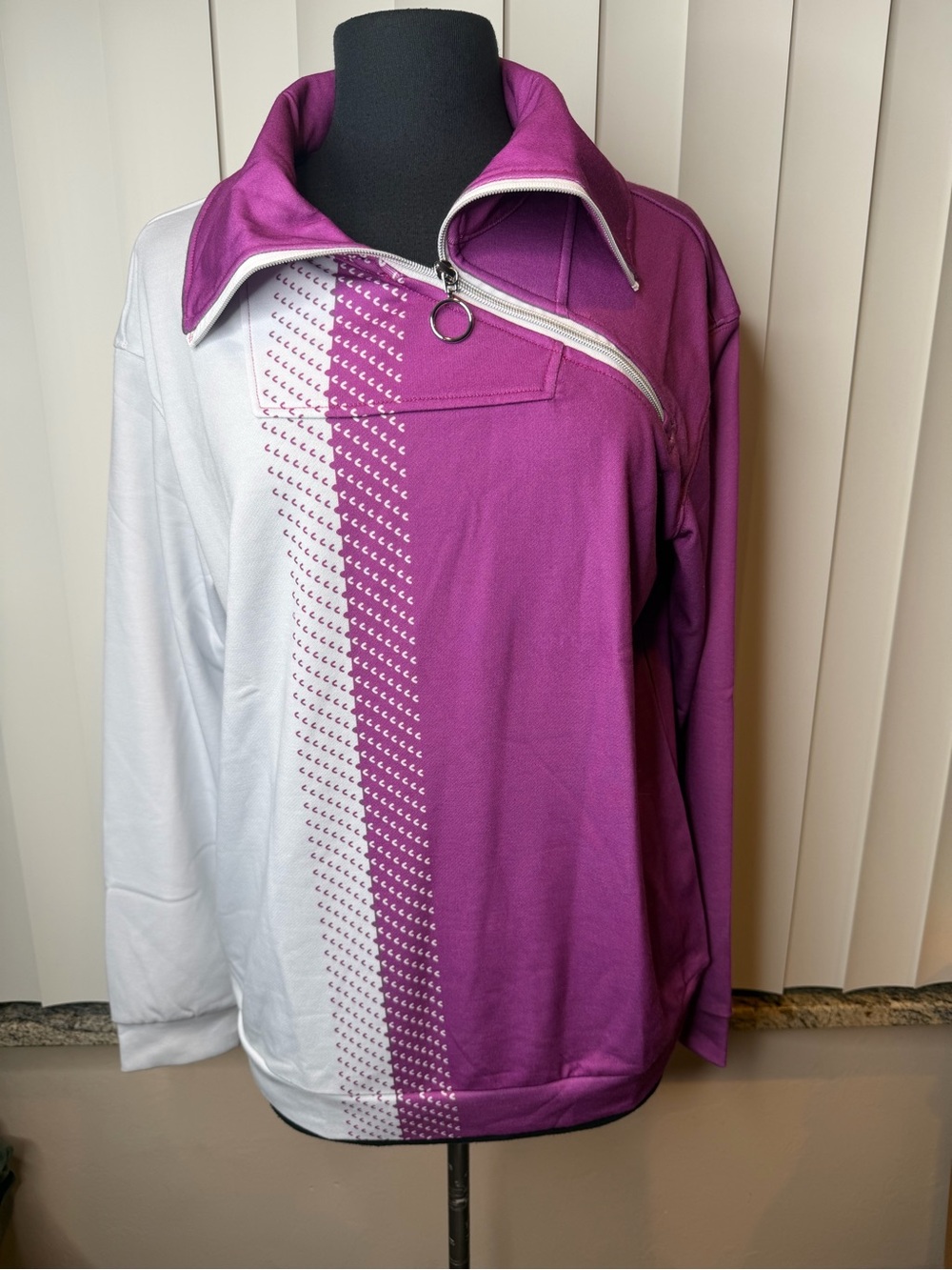 Acegolfs Hyper-prep Fucsia White Colorblock long Sleeve Golf Sweatshirt SZ Large